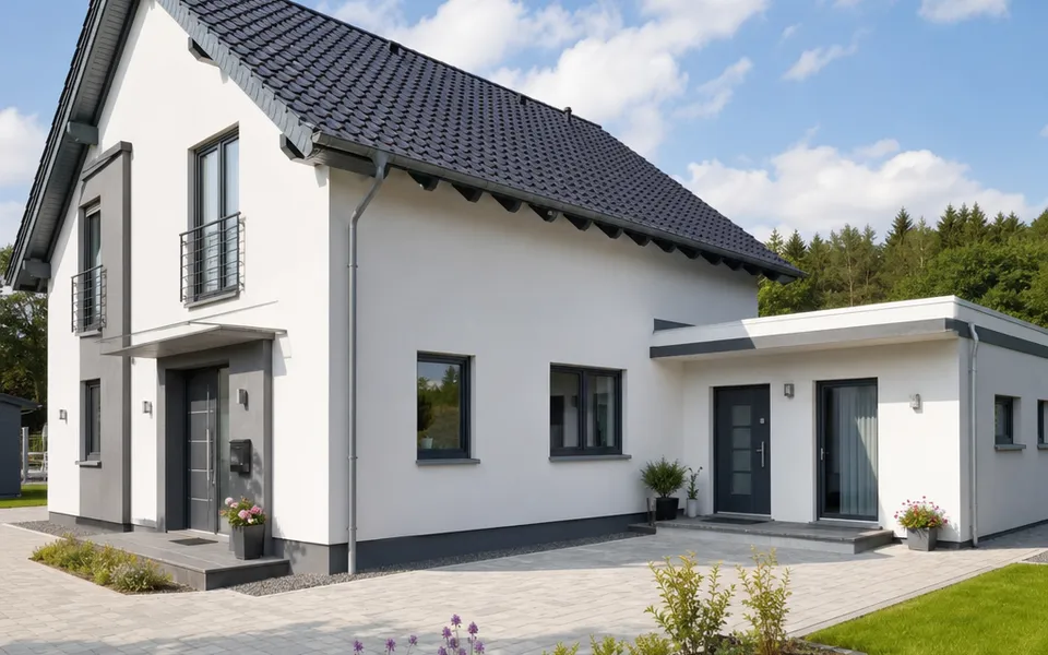 Wohnhaus mit angebauter Einliegerwohnung und zwei getrennten Hauseingängen – Mehrkosten der zweiten Wohneinheit 2026 Wohnhaus mit angebauter Einliegerwohnung und zwei getrennten Hauseingängen – Mehrkosten der zweiten Wohneinheit 2026